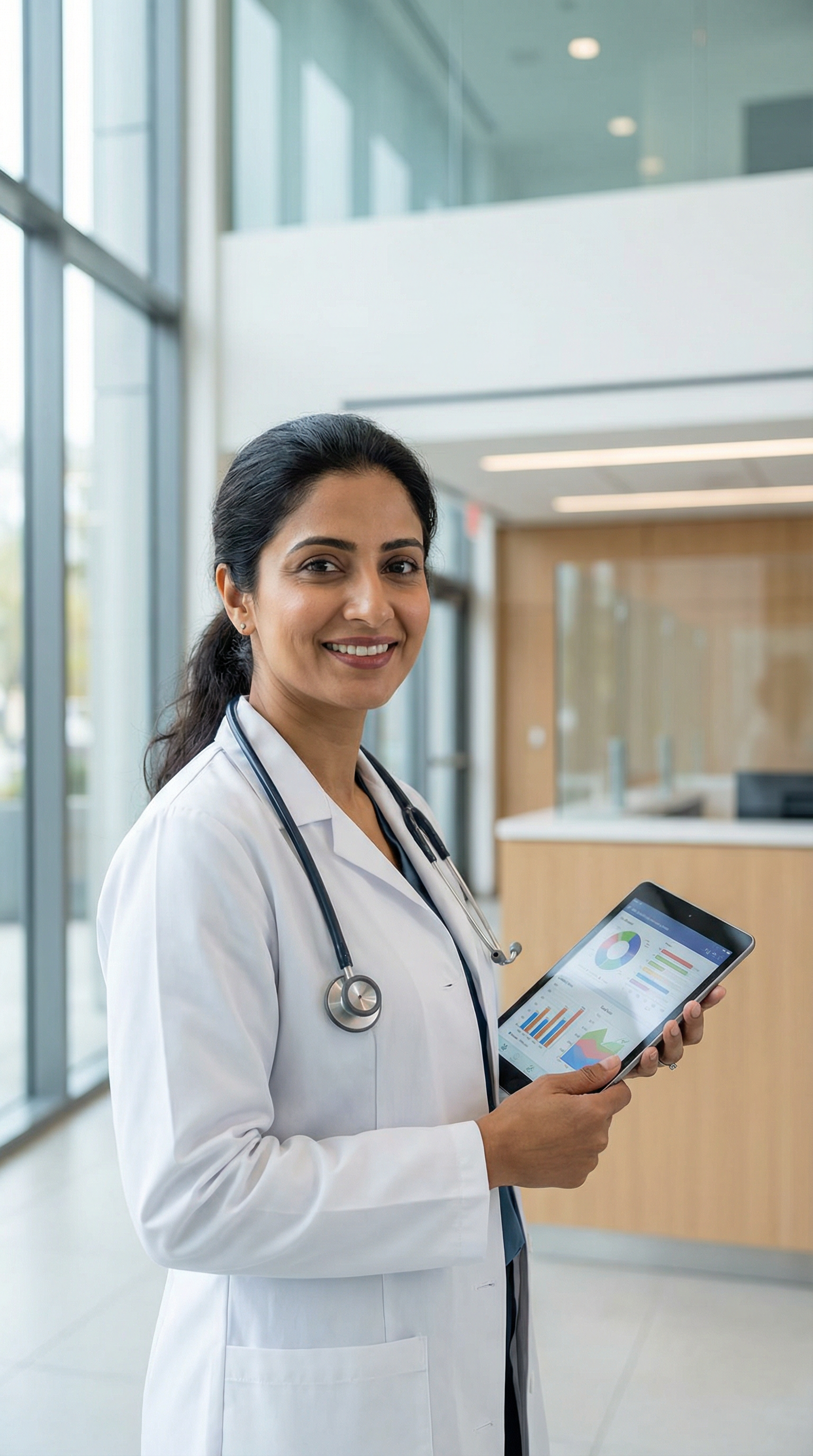 Pakistani doctor with health data